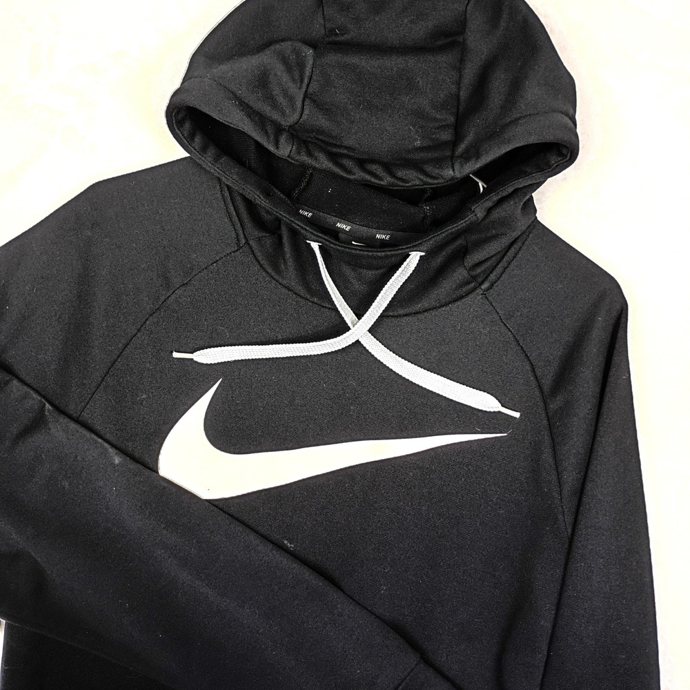 Nike Dri-FIT Mens Hoodie Black medium Swoosh Pullover Sweatshirt Medium